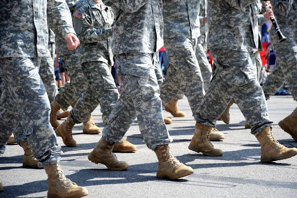 Army Marching Band Tritt Bei Einer Parade Freien Auf — Stockfoto