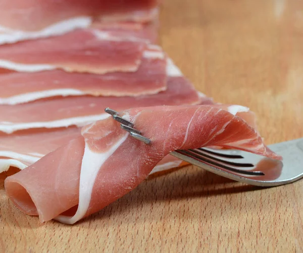 Stekt Bacon Skivor Närbild — Stockfoto