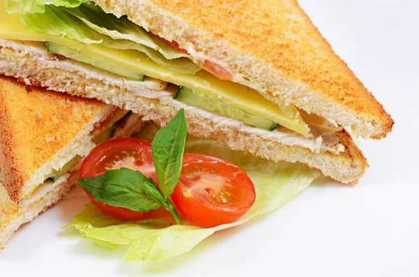 Toasted Sandwich Ham Cheese Vegetables — Stock Photo, Image