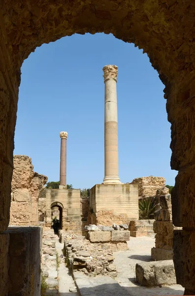 Veduta Delle Terme Antonine Nell Antica Città Cartagine Tunisia Foto Stock