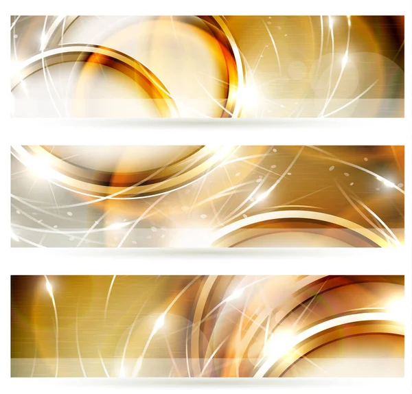 Conjunto Banners Dourados Abstratos Vetor De Stock