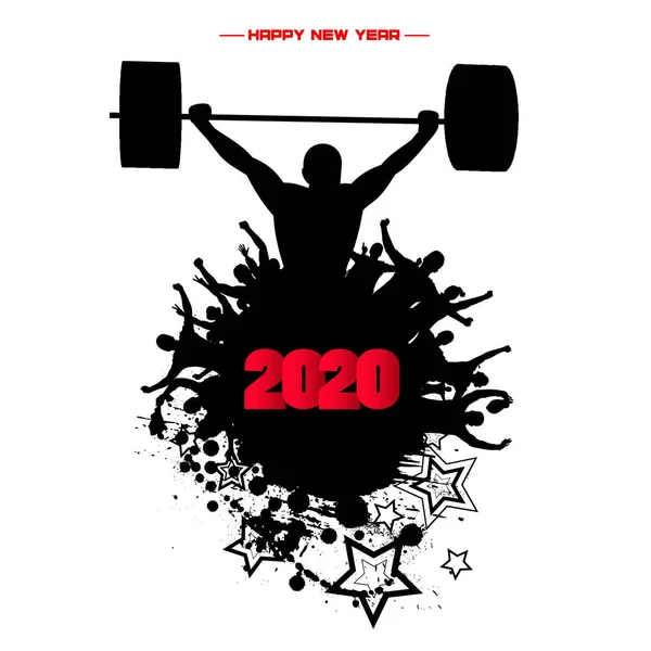新年2020在白色背景 抽象海报 图库插图
