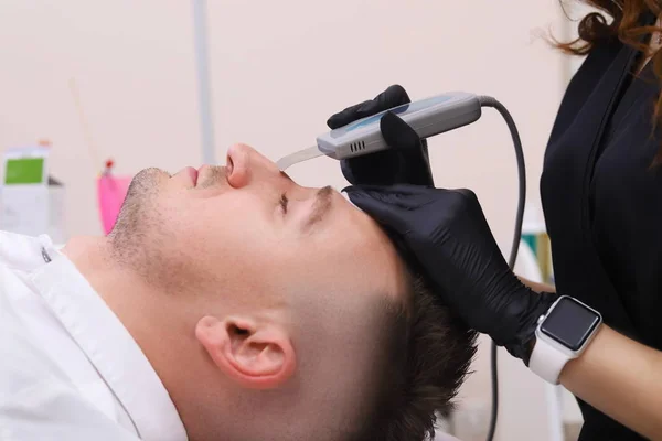 Skin Care Ultrasound Facial Peeling Ultrasonic Cleansing Procedure Crop Beauty — Stock Photo, Image