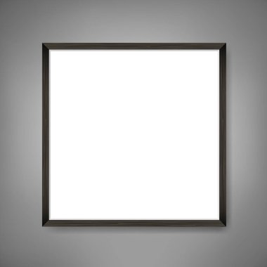Gri duvar üzerine kare boş çerçeveli poster. Vektör şablonu