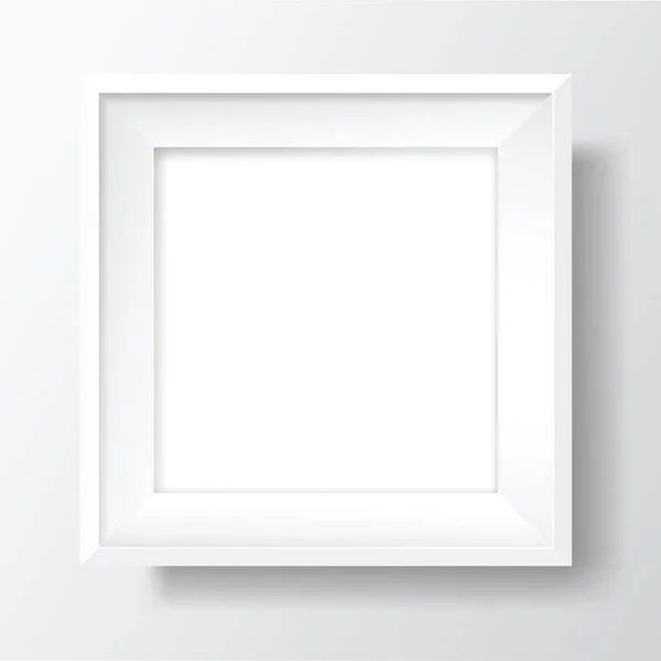 Cuadrado Marco blanco en blanco sobre pared blanca. Plantilla vectorial — Archivo Imágenes Vectoriales