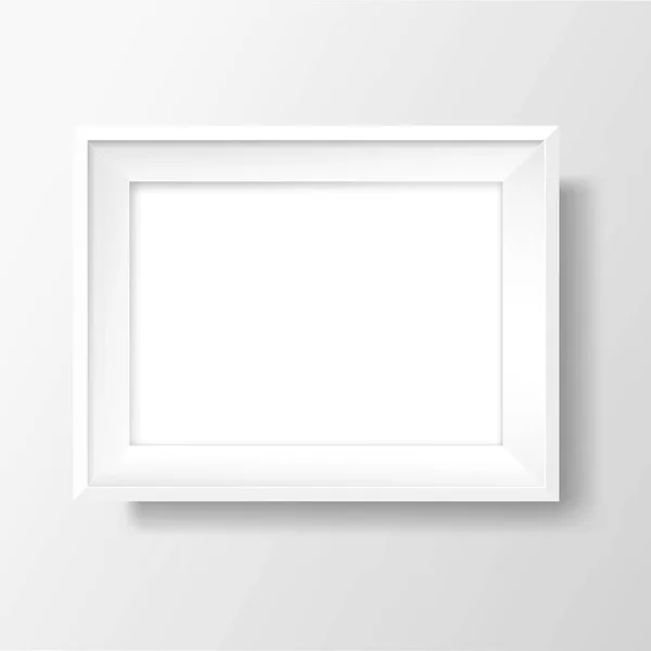 A4 Blank vit ram på vit vägg. Vector mall — Stock vektor