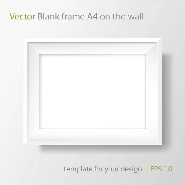 A4 Quadro branco em branco na parede branca. Modelo de vetor — Vetor de Stock