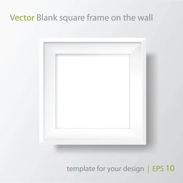 Quadrado Quadro branco em branco na parede branca. Modelo de vetor —  Vetores de Stock