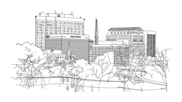 Grafika Liniowa Cyfrowy Rysunek Widoku Centrum Miasta Columbia — Wektor stockowy