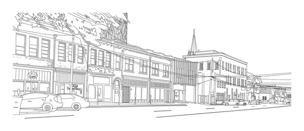 Disegno Digitale Line Art Una Vista Sugli Edifici Taylor Street — Vettoriale Stock