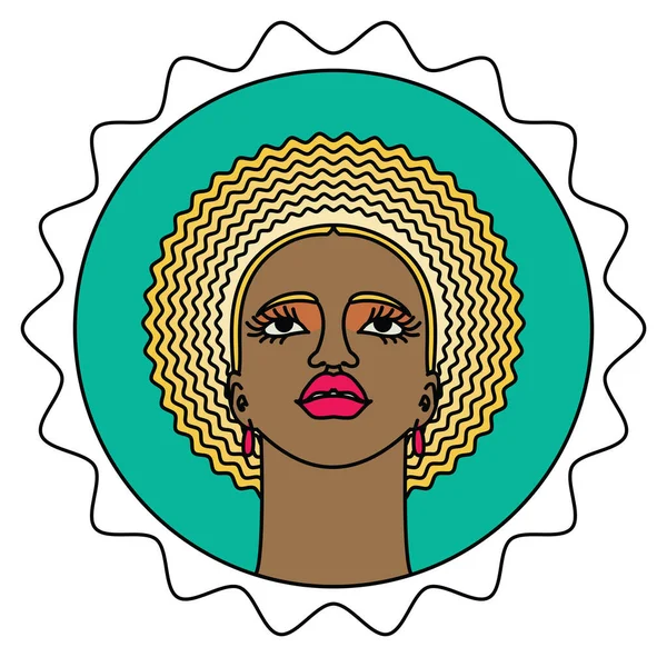 Porträt Einer Schönen Schwarzen Frau Einem Einfachen Lakonischen Stil — Stockvektor
