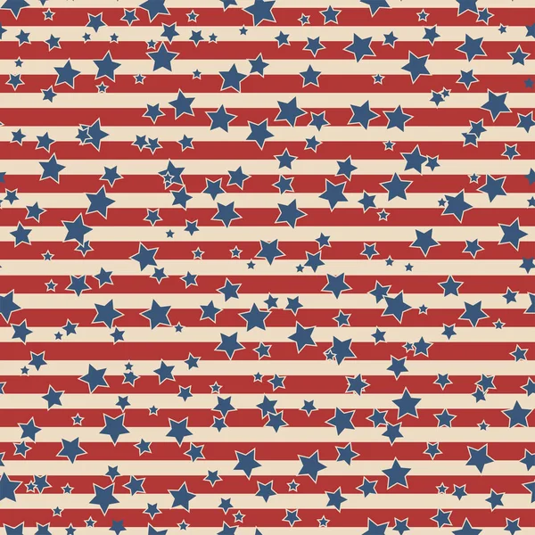 Stelle Patriottiche Americane Strisce Modello Senza Cuciture Colori Vintage Giorno — Vettoriale Stock