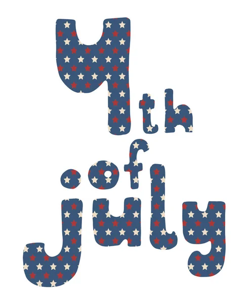 4Th July Vector Amerikaanse Onafhankelijkheidsdag Hand Getekend Blauwe Letters Met — Stockvector