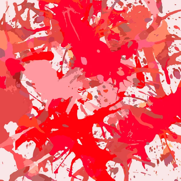 Salpicaduras Pintura Artística Color Rojo Brillante Formato Cuadrado — Vector de stock