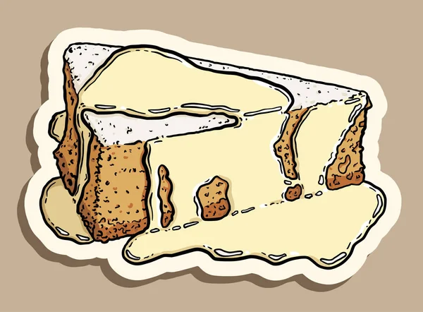 手の描かれたデザートのトッピングでチーズケーキやバニラのケーキ アウトライン スケッチ スタイル ベクトル カット イラスト ヴィンテージ ブラウン バック — ストックベクタ