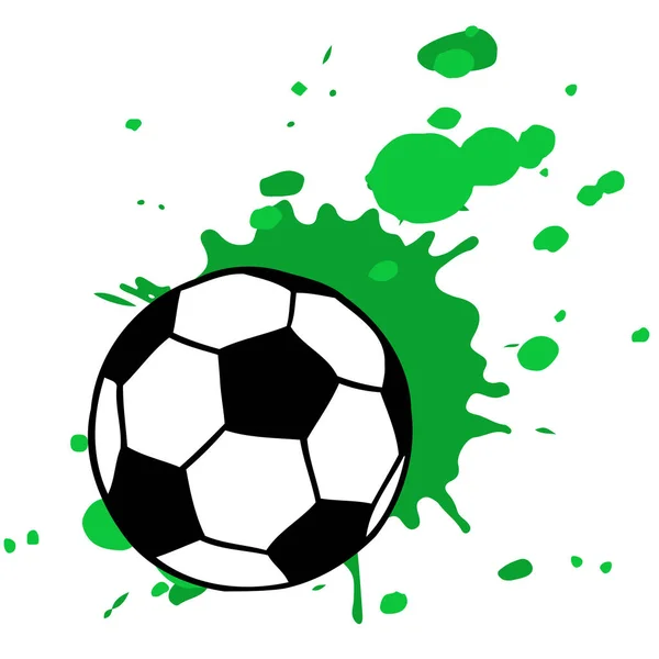 Futbol Futbol Topu Sanatsal Yeşil Beyaz Bitti Izole Vektör Çizim — Stok Vektör