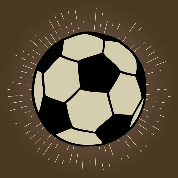 Calcio Pallone Calcio Con Raggi Luce Vettoriale Vintage Isolato Marrone — Vettoriale Stock