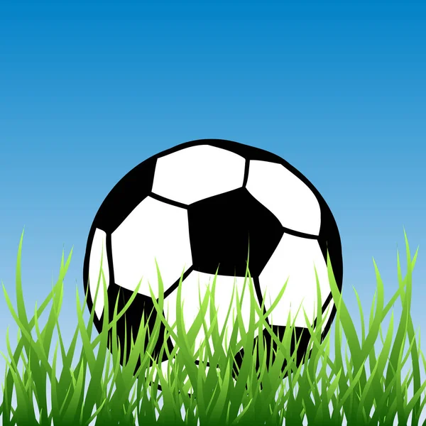 橄榄球在草媒介例证 体育游戏设备在绿色领域和蓝天 — 图库矢量图片