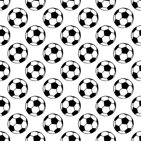 Voetbal Voetbal Ballen Naadloze Patroon Zwart Wit Sport Spel Apparatuur — Stockvector