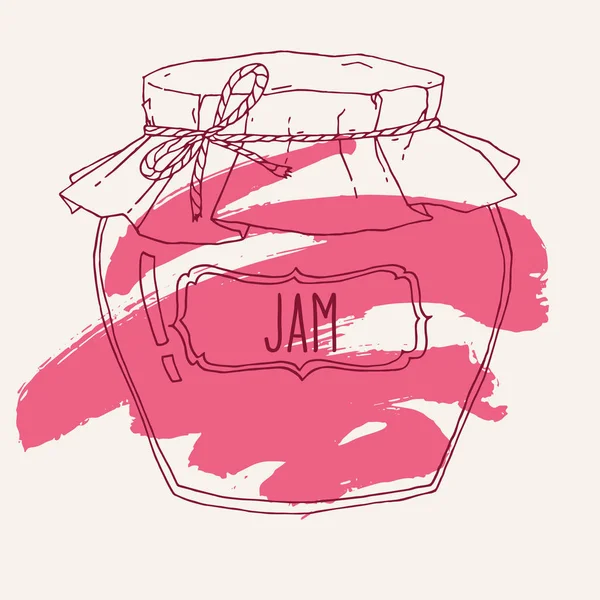 Vector Hand Getekende Illustratie Met Vintage Jam Pot Gekleurde Contour — Stockvector