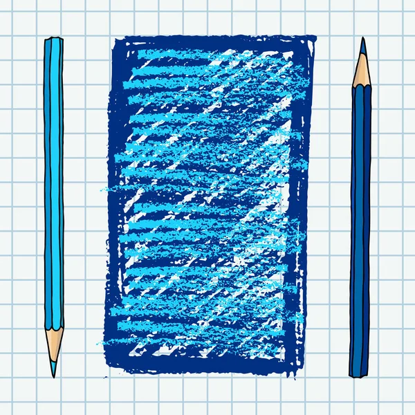 Handgezeichnete Vektor Doodle Illustration Rohrahmen Blaue Bleistifte Und Pinselstriche Kunstrand — Stockvektor