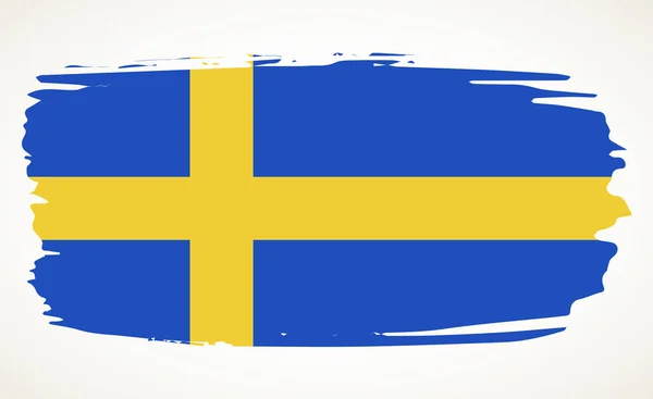 Sverige Flagga Vektor Handritad Illustration Blå Brush Stroke Siluett Med — Stock vektor