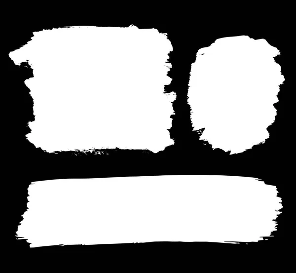 Verzameling Van Grote Grunge Penseelstreken Wit Geïsoleerd Zwarte Achtergrond Set — Stockvector