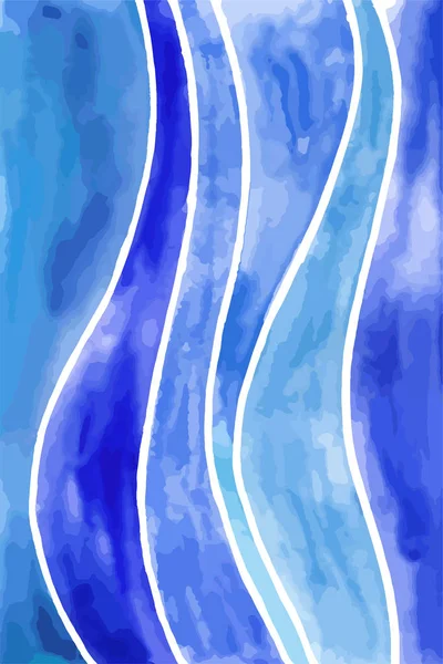 Olas Azules Abstractas Vector Acuarela Pintura Textura Arte Fondo Formato — Vector de stock