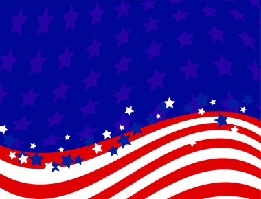 Amerikan bayrağı vatansever akan arka plan, bağımsızlık günü vektör çizim.