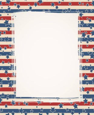 Amerikan bayrağı vatansever arka plan. Amerika Birleşik Devletleri boş dikdörtgen dikey çerçeve metin için yer ile. Bağımsızlık günü tasarım şablonu. Stars and stripes zemin