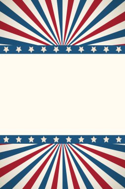 Amerikan bayrağı vatansever arka plan. Amerika Birleşik Devletleri boş çerçeve metin için yer ile. Bağımsızlık günü tasarım şablonu. Stars and stripes zemin