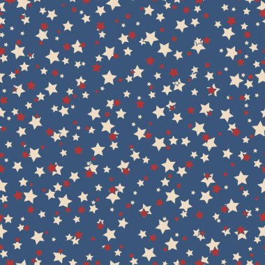 Amerikan vatansever yıldızları klasik renklerde kusursuz desenler. Bağımsızlık günü vektör arkaplanı.