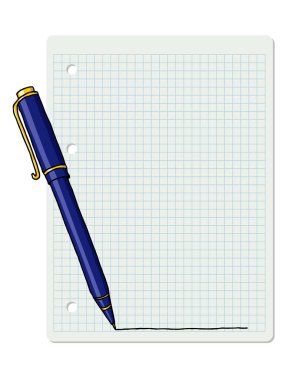 İleti örneği elle çizilmiş vektör doodle resimde boş çerçeve. Kare içinde defter sayfası sınırdan tükenmez kalem.