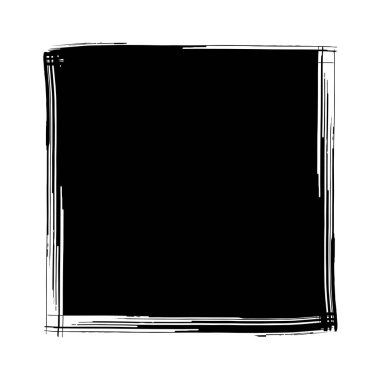 Sanatsal grunge fırça boya darbesi siyah beyaz arka plan üzerinde izole kare. Tasarım öğesi vektör çizim.