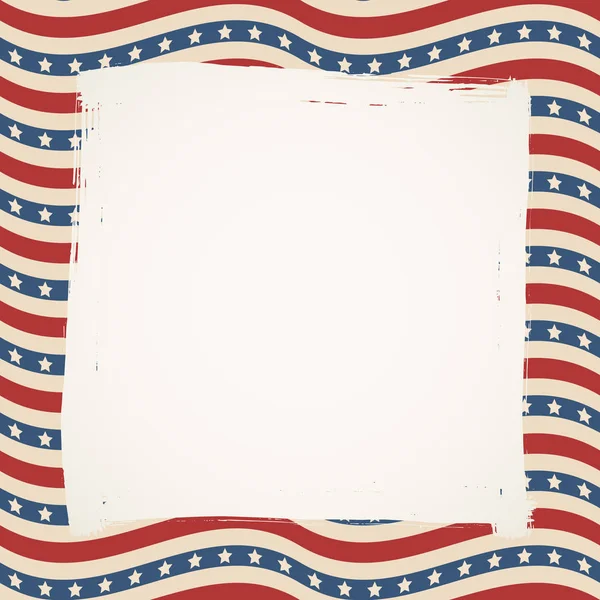 Amerikanische Flagge Patriotischen Hintergrund Vereinigte Staaten Leerer Quadratischer Rahmen Mit — Stockvektor