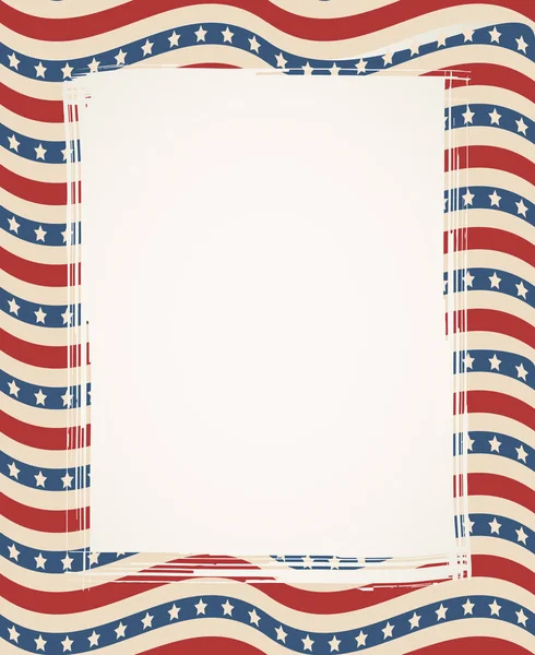 Amerikanische Flagge Patriotischen Hintergrund Vereinigte Staaten Leeren Vertikalen Rechteck Rahmen — Stockvektor