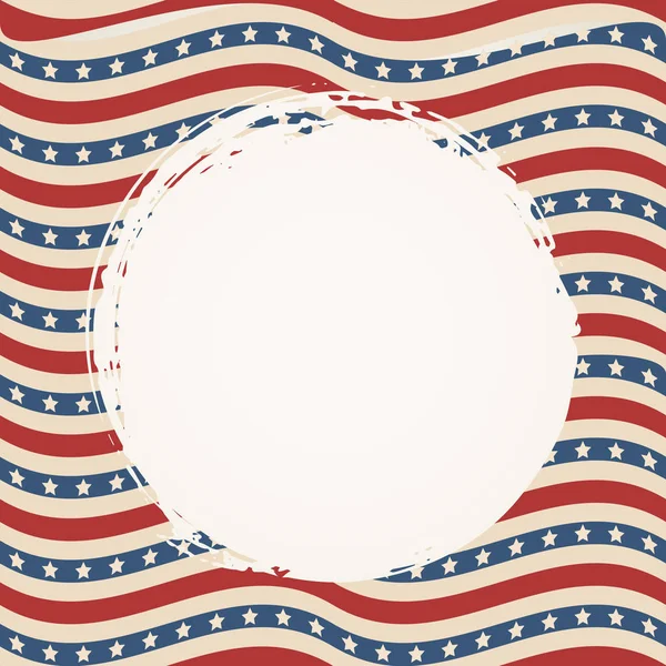 Amerikanische Flagge Patriotischen Hintergrund Vereinigte Staaten Leerer Runder Rahmen Mit — Stockvektor