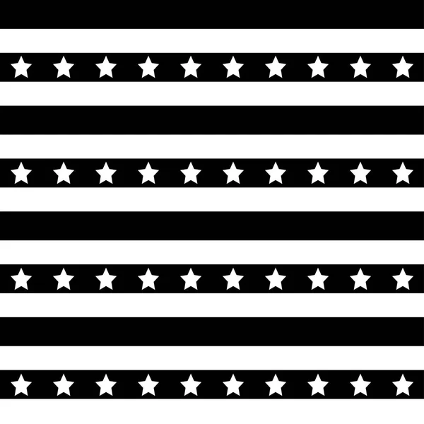 Американські Патріотичні Зірки Смужки Безшовні Візерунки Чорно Білому — стоковий вектор