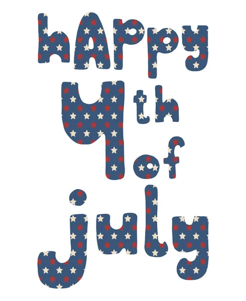 Happy 4Th July Vector American Independence Day Hand Drawn Blue — Stock Vector