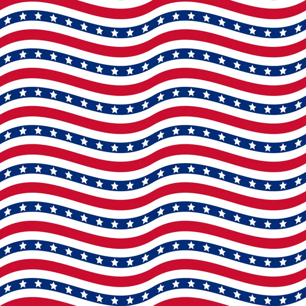 Amerikanische Patriotische Sterne Und Streifen Nahtloses Muster Leuchtendem Rot Blau — Stockvektor
