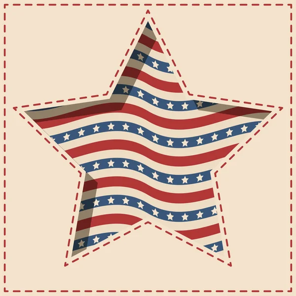 Amerikan Vatansever Kağıt Yıldız Ile Yıldızlar Çizgiler Desen Vintage Renklerde — Stok Vektör