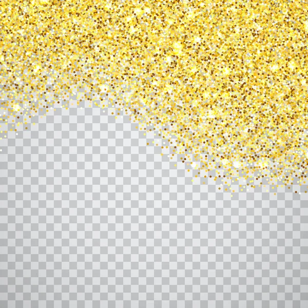 Gouden Glitter Golf Textuur Grens Transparante Checker Achtergrond Abstracte Gouden — Stockvector