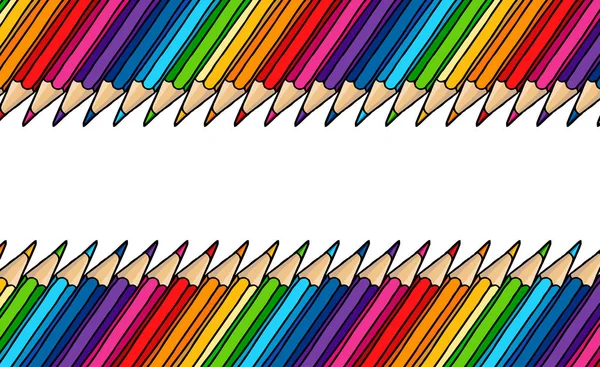 Multicolor Pennor Gränsen Isolerade Över Vita Brevpapper Handritad Vektor Doodle — Stock vektor