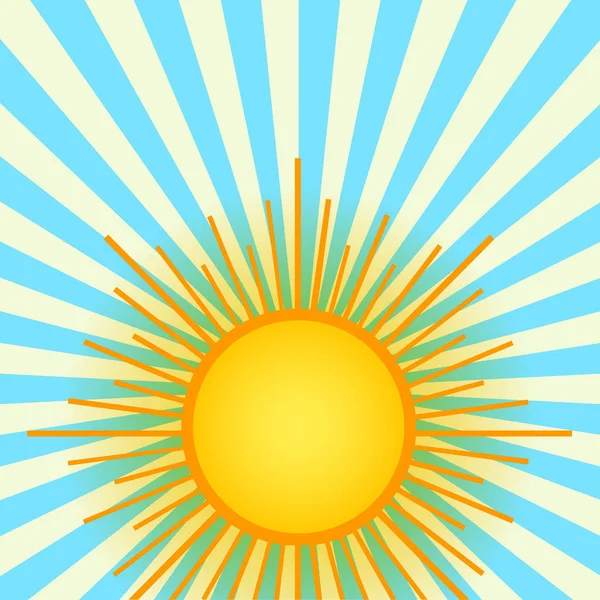 Verano Sol Brillante Fondo Del Cielo Fondo Azul Con Rayos — Vector de stock