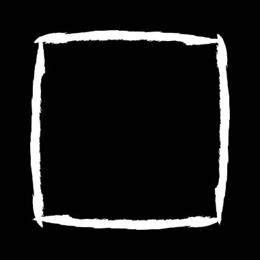 Grunge fırça darbeleri boş çerçeve beyaz siyah arka plan üzerinde izole kare. Tasarım öğesi. Vektör arka plan illüstrasyon.