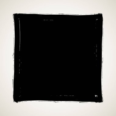 Sanatsal grunge fırça boya darbesi siyah beyaz arka plan üzerinde izole kare. Tasarım öğesi vektör çizim.