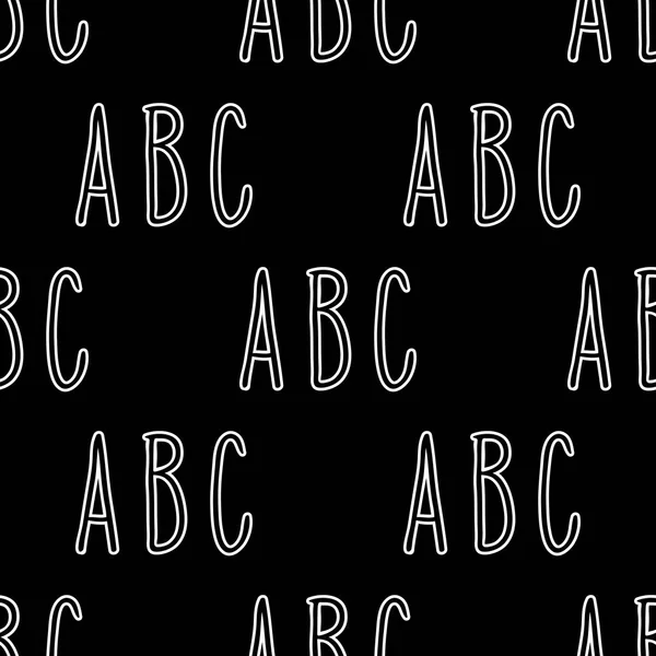 Doodle Handgezeichnete Buchstaben Nahtloses Muster Vektorhintergrundabbildung Weiß Über Schwarz — Stockvektor