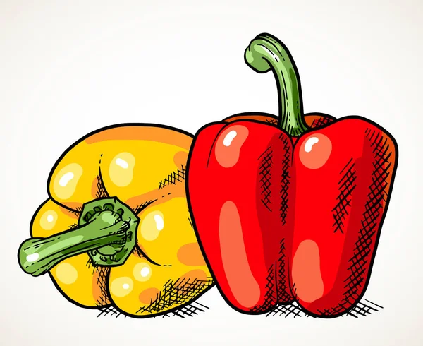 Paire Poivrons Frais Isolés Élément Conception Légumes Pour Marché Agricole — Image vectorielle