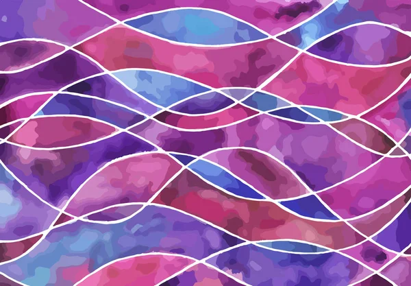 Abstract Paars Roze Blauwe Golven Vector Aquarel Kunst Textuur Horizontale — Stockvector