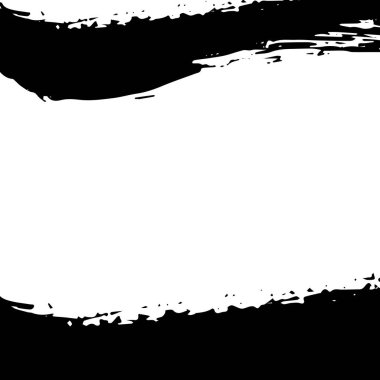 Beyaz arka planda izole edilmiş siyah renkte sanatsal grunge fırça darbesi. Tasarım elemanı vektör çizimi.